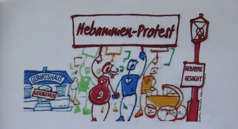 Hebammen-Protest am Alaunplatz