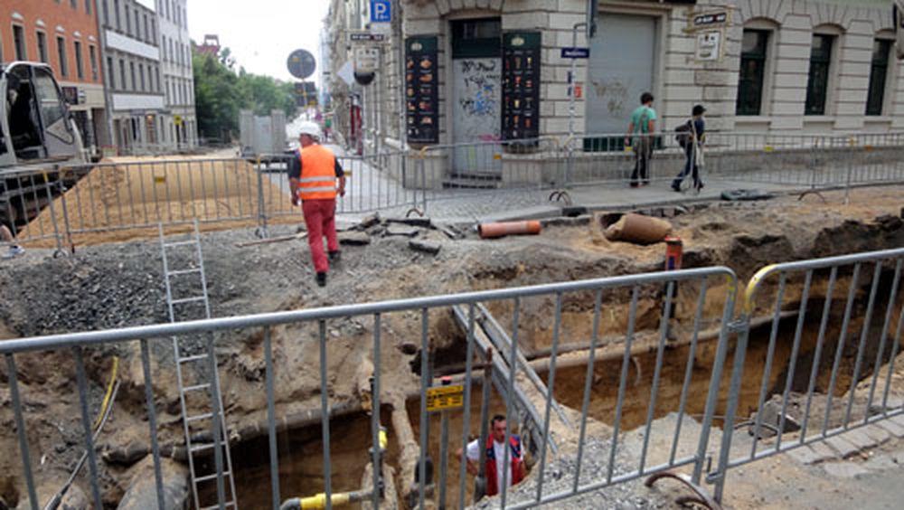Baugrube auf der Alaunstraße