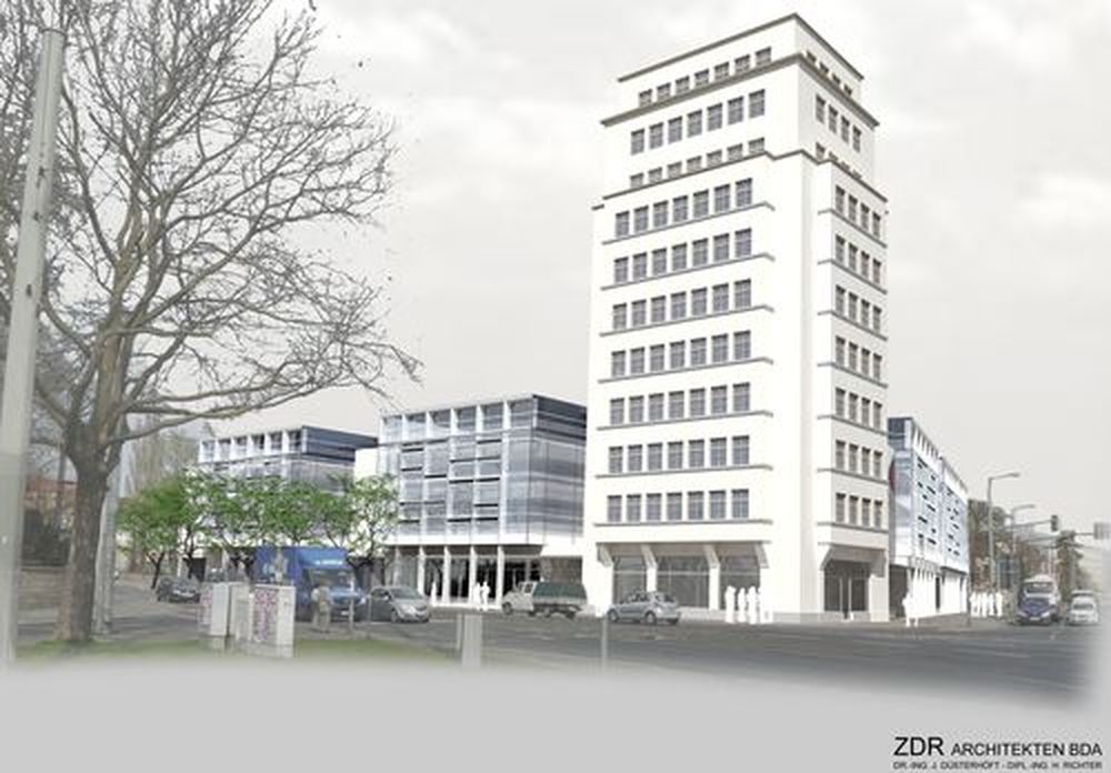 Dieser Entwurf wird derzeit vom Gestaltungsbeirat Dresden favorisiert. Visualisierung: ZDR Architekten